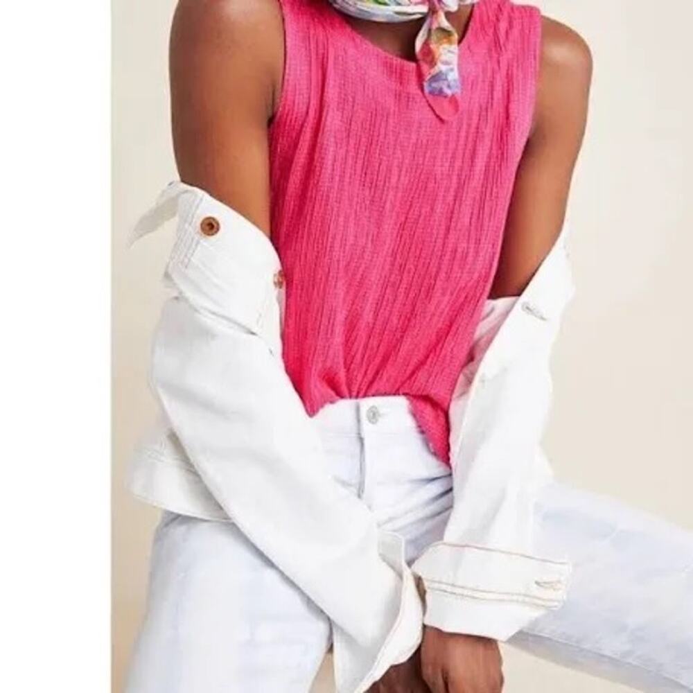 Anthropologie Pink Textured Sleeveless Montauk Tank Size XS Stretchy